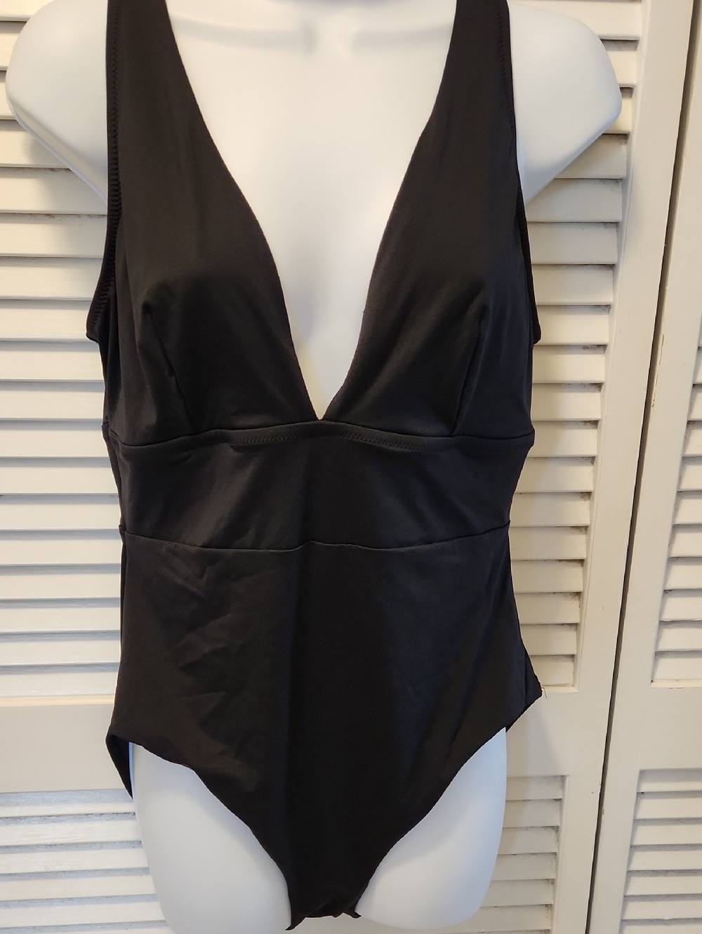 Tommy Bahama Black Plunge One-Piece Swimsuit